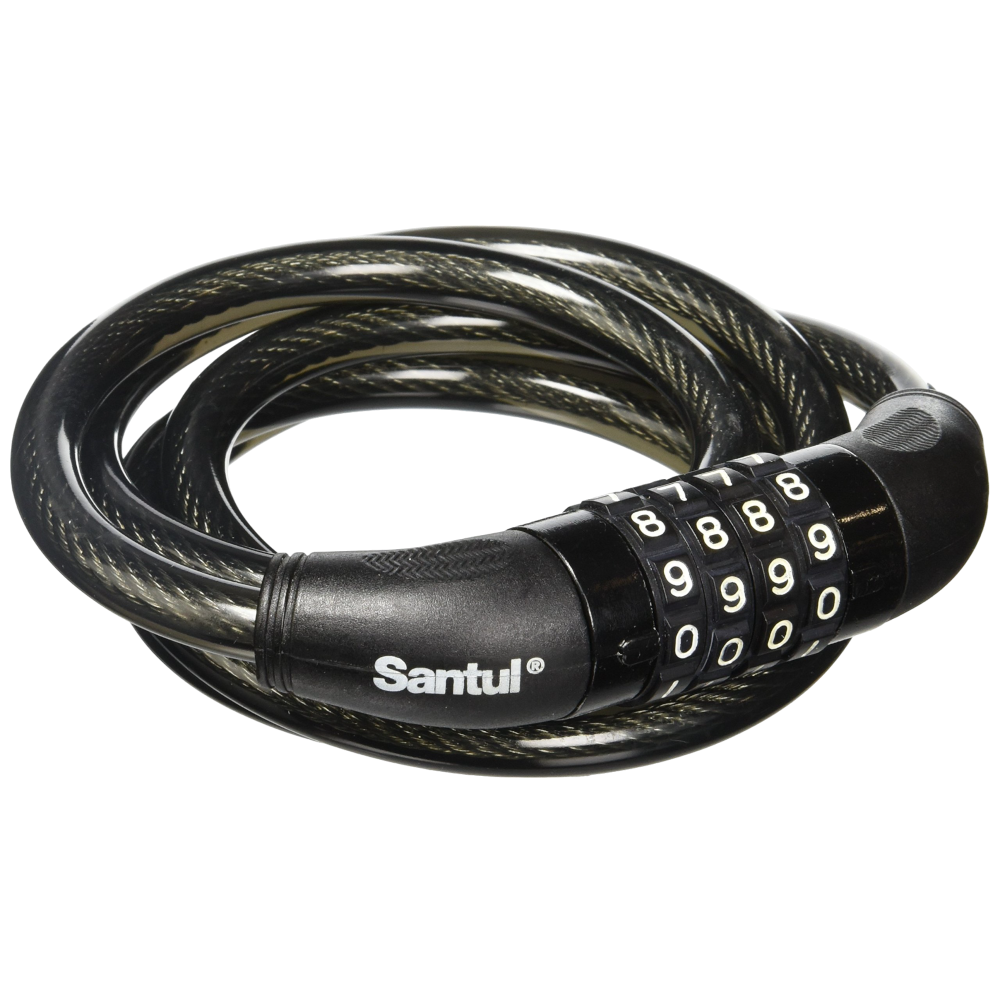 SANTUL CANDADO DE CABLE ESPIRAL 3/8 X 100 DE COMBINACION 4 DIGITOS 0000