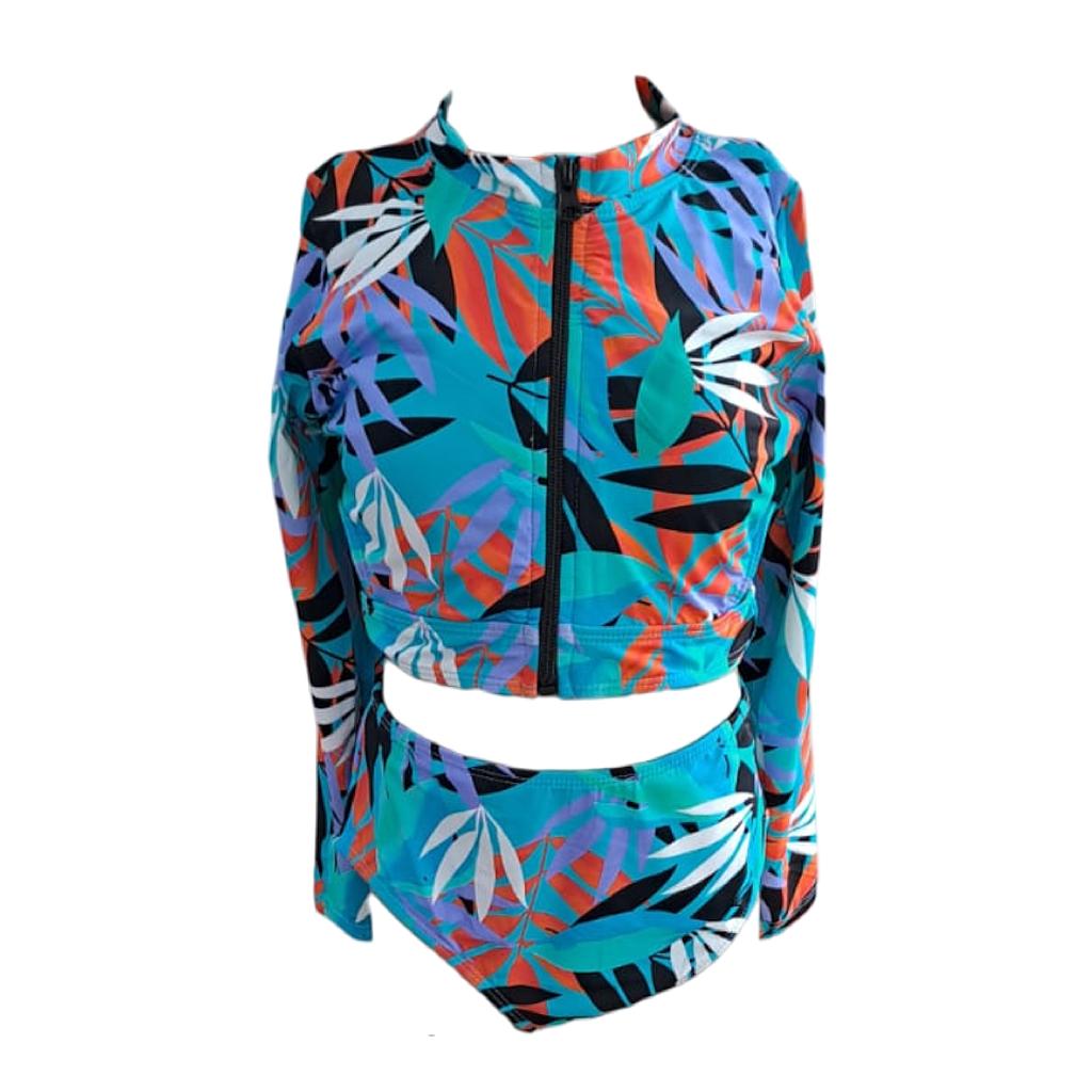 TERNO DE BAÑO NIÑA 2PZ TOP/CALZ X249-1 ESPLIEGO